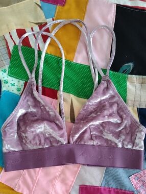 PINK Victoria's Secret Velvet Triangle Bralette in Mauve